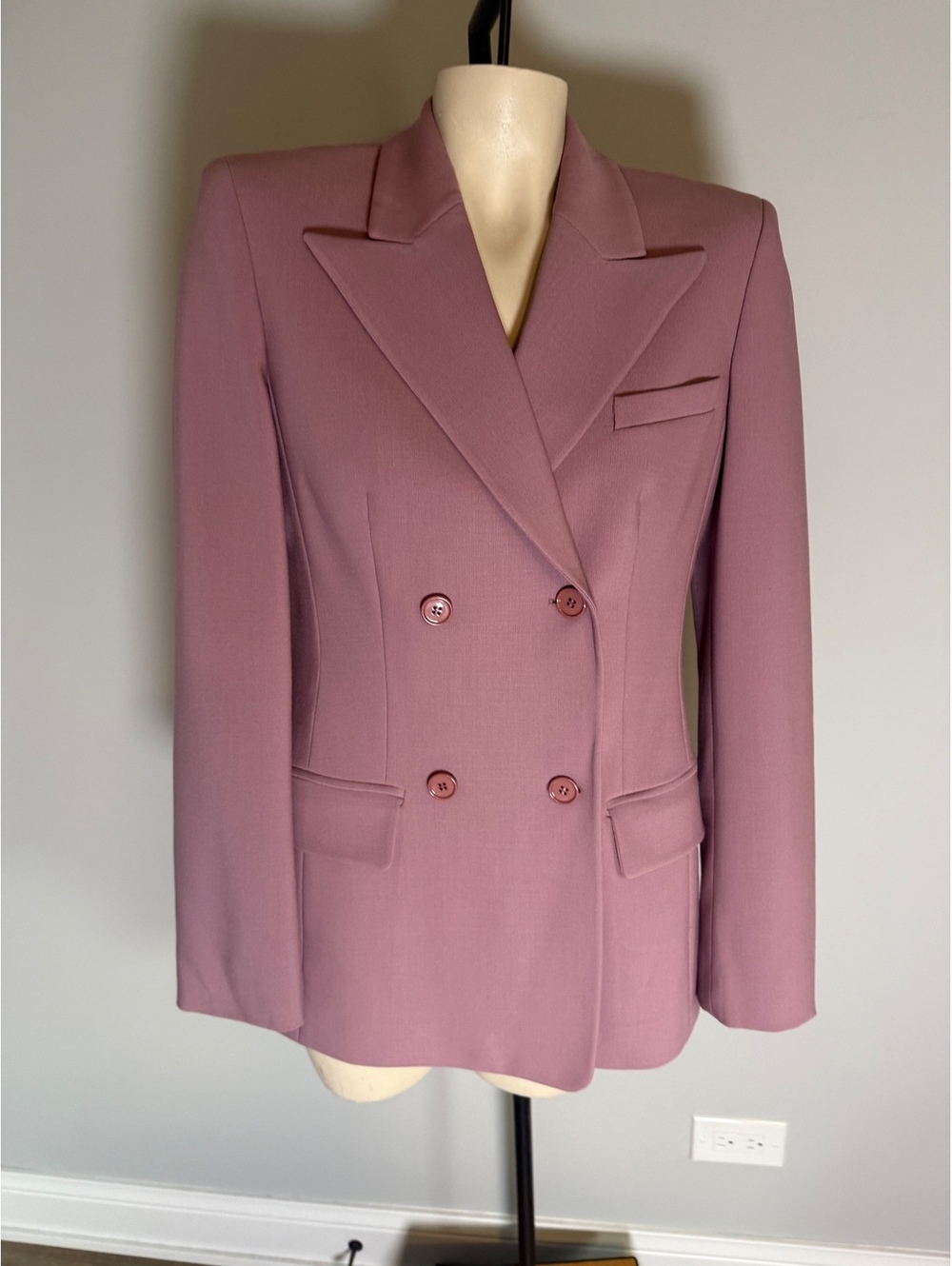 Michael Kors Collection Mauve Double Breasted Wool Blazer Size 4